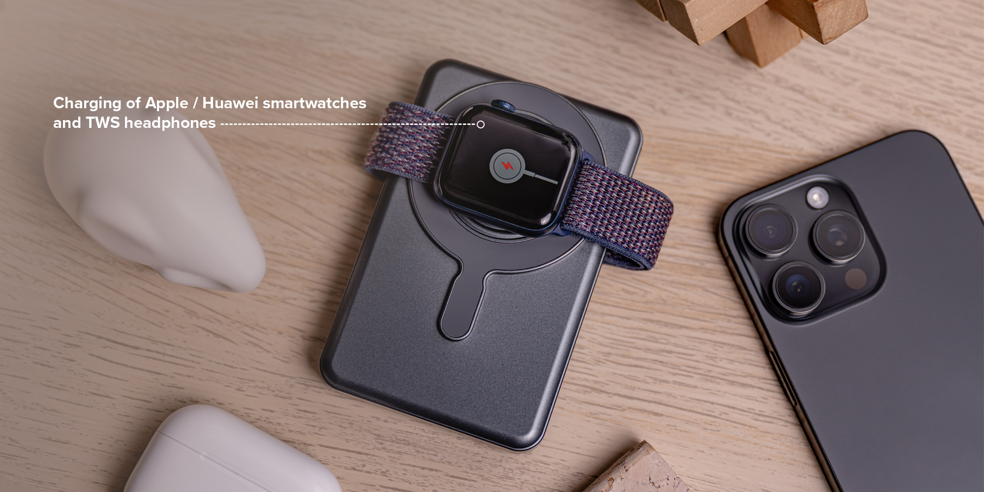 Power Bank Newell MS-10000 Pro MagSafe 10000 mAh 2x USB-C - szary